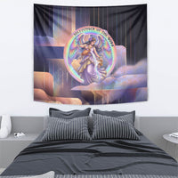 Iris Goddess Tapestry Rainbow Winged Iris - Pitcher Lyre And Greek Key
