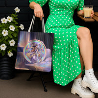 Iris Goddess Tote Bag Rainbow Winged Iris - Pitcher Lyre And Greek Key