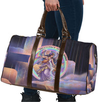 Iris Goddess Travel Bag Rainbow Winged Iris - Pitcher Lyre And Greek Key