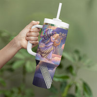 Iris Goddess Tumbler With Handle Rainbow Winged Iris - Pitcher Lyre And Greek Key