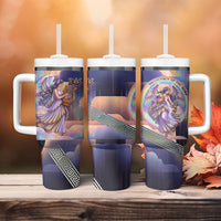 Iris Goddess Tumbler With Handle Rainbow Winged Iris - Pitcher Lyre And Greek Key