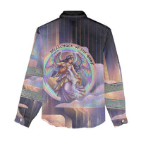 Iris Goddess Women Casual Shirt Rainbow Winged Iris - Pitcher Lyre And Greek Key