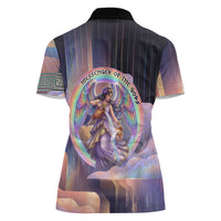 Iris Goddess Women Polo Shirt Rainbow Winged Iris - Pitcher Lyre And Greek Key