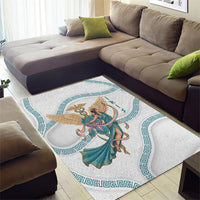 Iris Goddess Area Rug Winged Iris Caduceus Staff Rainbow Ribbon Greek Key