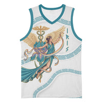 Iris Goddess Basketball Jersey Winged Iris Caduceus Staff Rainbow Ribbon Greek Key