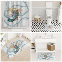 Iris Goddess Bathroom Set Winged Iris Caduceus Staff Rainbow Ribbon Greek Key