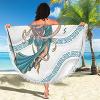 Iris Goddess Beach Blanket Winged Iris Caduceus Staff Rainbow Ribbon Greek Key