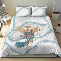 Iris Goddess Bedding Set Winged Iris Caduceus Staff Rainbow Ribbon Greek Key
