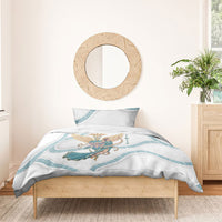 Iris Goddess Bedding Set Winged Iris Caduceus Staff Rainbow Ribbon Greek Key
