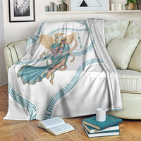 Iris Goddess Blanket Winged Iris Caduceus Staff Rainbow Ribbon Greek Key