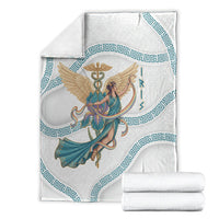 Iris Goddess Blanket Winged Iris Caduceus Staff Rainbow Ribbon Greek Key