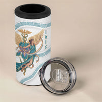 Iris Goddess 4 in 1 Can Cooler Tumbler Winged Iris Caduceus Staff Rainbow Ribbon Greek Key