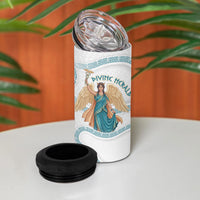 Iris Goddess 4 in 1 Can Cooler Tumbler Winged Iris Caduceus Staff Rainbow Ribbon Greek Key