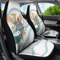 Iris Goddess Car Seat Cover Winged Iris Caduceus Staff Rainbow Ribbon Greek Key