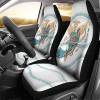 Iris Goddess Car Seat Cover Winged Iris Caduceus Staff Rainbow Ribbon Greek Key