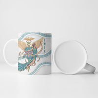 Iris Goddess Ceramic Mug Winged Iris Caduceus Staff Rainbow Ribbon Greek Key