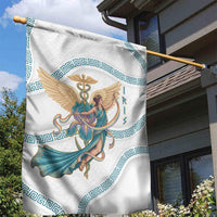 Iris Goddess Garden Flag Winged Iris Caduceus Staff Rainbow Ribbon Greek Key