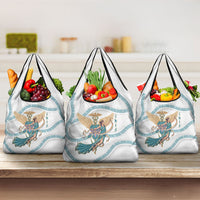 Iris Goddess Grocery Bag Winged Iris Caduceus Staff Rainbow Ribbon Greek Key