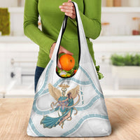 Iris Goddess Grocery Bag Winged Iris Caduceus Staff Rainbow Ribbon Greek Key