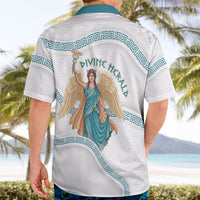 Iris Goddess Hawaiian Shirt Winged Iris Caduceus Staff Rainbow Ribbon Greek Key