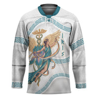 Iris Goddess Hockey Jersey Winged Iris Caduceus Staff Rainbow Ribbon Greek Key