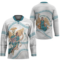 Iris Goddess Hockey Jersey Winged Iris Caduceus Staff Rainbow Ribbon Greek Key