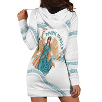 Iris Goddess Hoodie Dress Winged Iris Caduceus Staff Rainbow Ribbon Greek Key