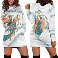 Iris Goddess Hoodie Dress Winged Iris Caduceus Staff Rainbow Ribbon Greek Key