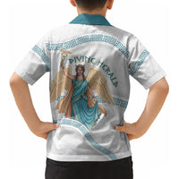 Iris Goddess Kid Hawaiian Shirt Winged Iris Caduceus Staff Rainbow Ribbon Greek Key