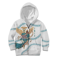 Iris Goddess Kid Hoodie Winged Iris Caduceus Staff Rainbow Ribbon Greek Key