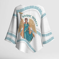 Iris Goddess Kimono Sleeve Blouse Winged Iris Caduceus Staff Rainbow Ribbon Greek Key
