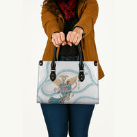 Iris Goddess Leather Bag Winged Iris Caduceus Staff Rainbow Ribbon Greek Key
