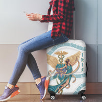 Iris Goddess Luggage Cover Winged Iris Caduceus Staff Rainbow Ribbon Greek Key