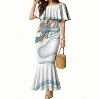 Iris Goddess Mermaid Dress Winged Iris Caduceus Staff Rainbow Ribbon Greek Key