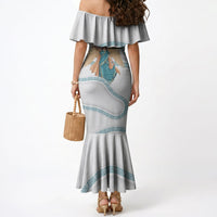 Iris Goddess Mermaid Dress Winged Iris Caduceus Staff Rainbow Ribbon Greek Key