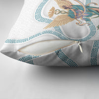 Iris Goddess Pillow Cover Winged Iris Caduceus Staff Rainbow Ribbon Greek Key