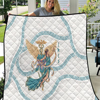 Iris Goddess Quilt Winged Iris Caduceus Staff Rainbow Ribbon Greek Key