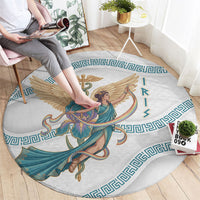Iris Goddess Round Carpet Winged Iris Caduceus Staff Rainbow Ribbon Greek Key