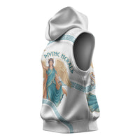 Iris Goddess Sleeveless Hoodie Winged Iris Caduceus Staff Rainbow Ribbon Greek Key