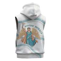 Iris Goddess Sleeveless Zip Hoodie Winged Iris Caduceus Staff Rainbow Ribbon Greek Key