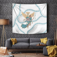 Iris Goddess Tapestry Winged Iris Caduceus Staff Rainbow Ribbon Greek Key