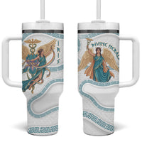 Iris Goddess Tumbler With Handle Winged Iris Caduceus Staff Rainbow Ribbon Greek Key