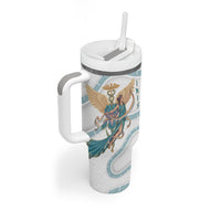 Iris Goddess Tumbler With Handle Winged Iris Caduceus Staff Rainbow Ribbon Greek Key