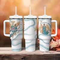 Iris Goddess Tumbler With Handle Winged Iris Caduceus Staff Rainbow Ribbon Greek Key