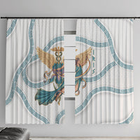 Iris Goddess Window Curtain Winged Iris Caduceus Staff Rainbow Ribbon Greek Key