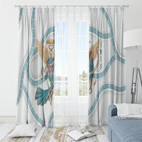 Iris Goddess Window Curtain Winged Iris Caduceus Staff Rainbow Ribbon Greek Key