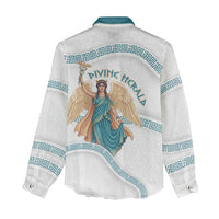Iris Goddess Women Casual Shirt Winged Iris Caduceus Staff Rainbow Ribbon Greek Key