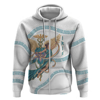 Iris Goddess Zip Hoodie Winged Iris Caduceus Staff Rainbow Ribbon Greek Key