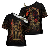 Hecate Triple Goddess Cross Shoulder Shirt Greek Hecate Flaming Torches Key Snake And Hounds