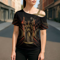 Hecate Triple Goddess Cross Shoulder Shirt Greek Hecate Flaming Torches Key Snake And Hounds